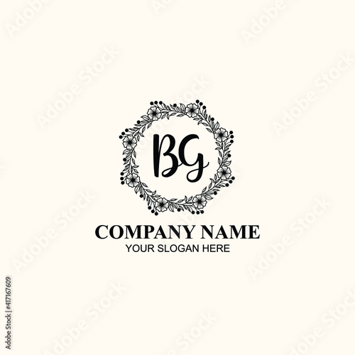 Fototapeta Naklejka Na Ścianę i Meble -  Letter BG Beautiful handwriting logo