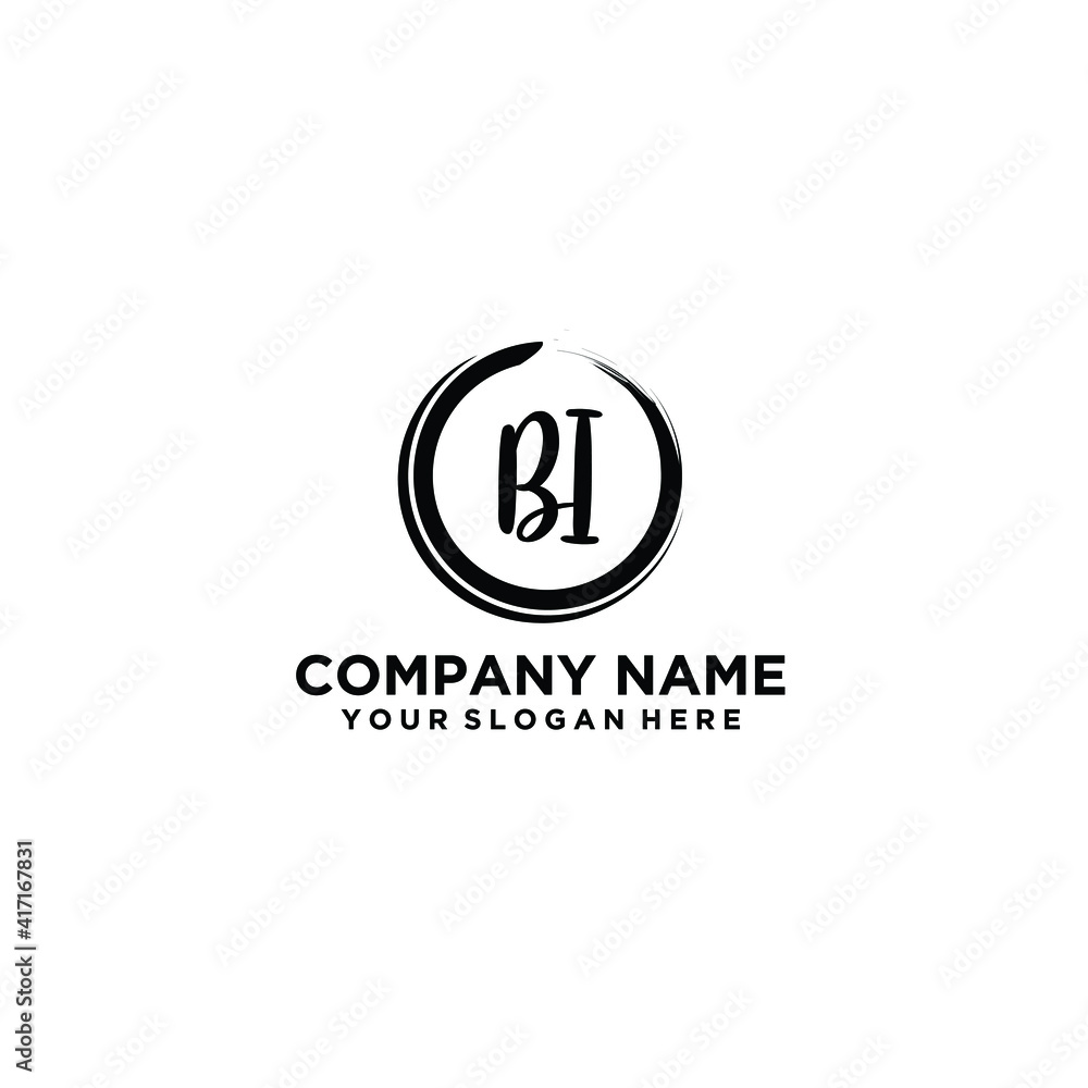 Letter BI Beautiful handwriting logo