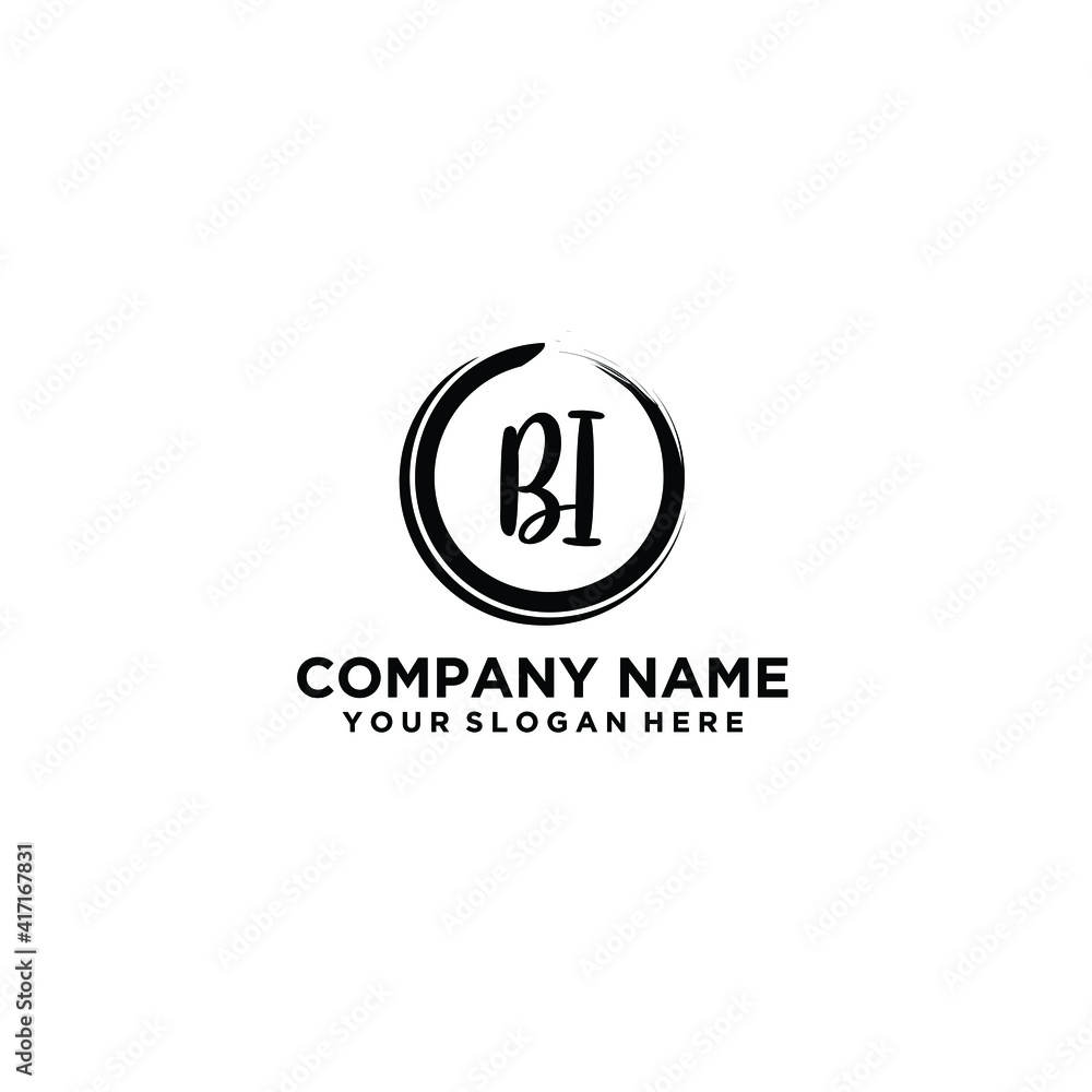 Letter BI Beautiful handwriting logo Letter BI Beautiful handwriting logo