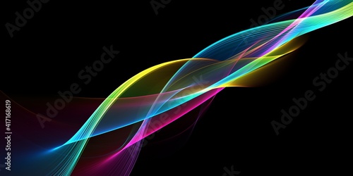 Abstract colourful wave on a black background 