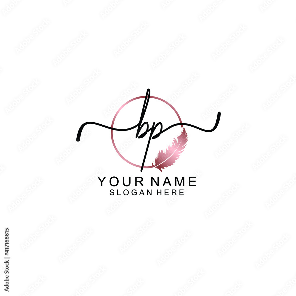 Letter BP Beautiful handwriting logo Letter BP Beautiful handwriting logo