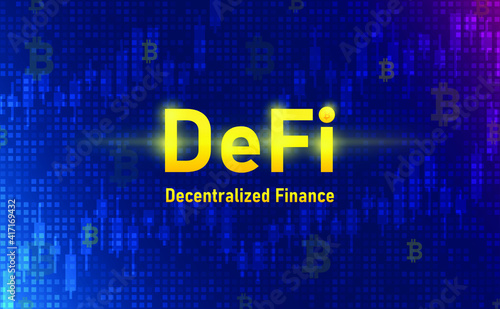 Defi crypto currency on system background.Futuristic concept.vector and illsutration
