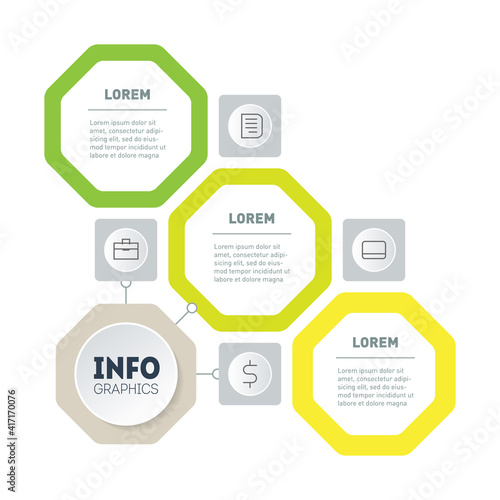 Business presentation concept with three options, steps or processes. 3-steps Ecological infographics template. Development and growth of the eco business. Time line of tendencies of 3 parts. Vector.