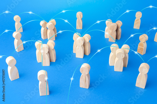 Картината върху платно Groups of people and persons connected by lines form a social network
