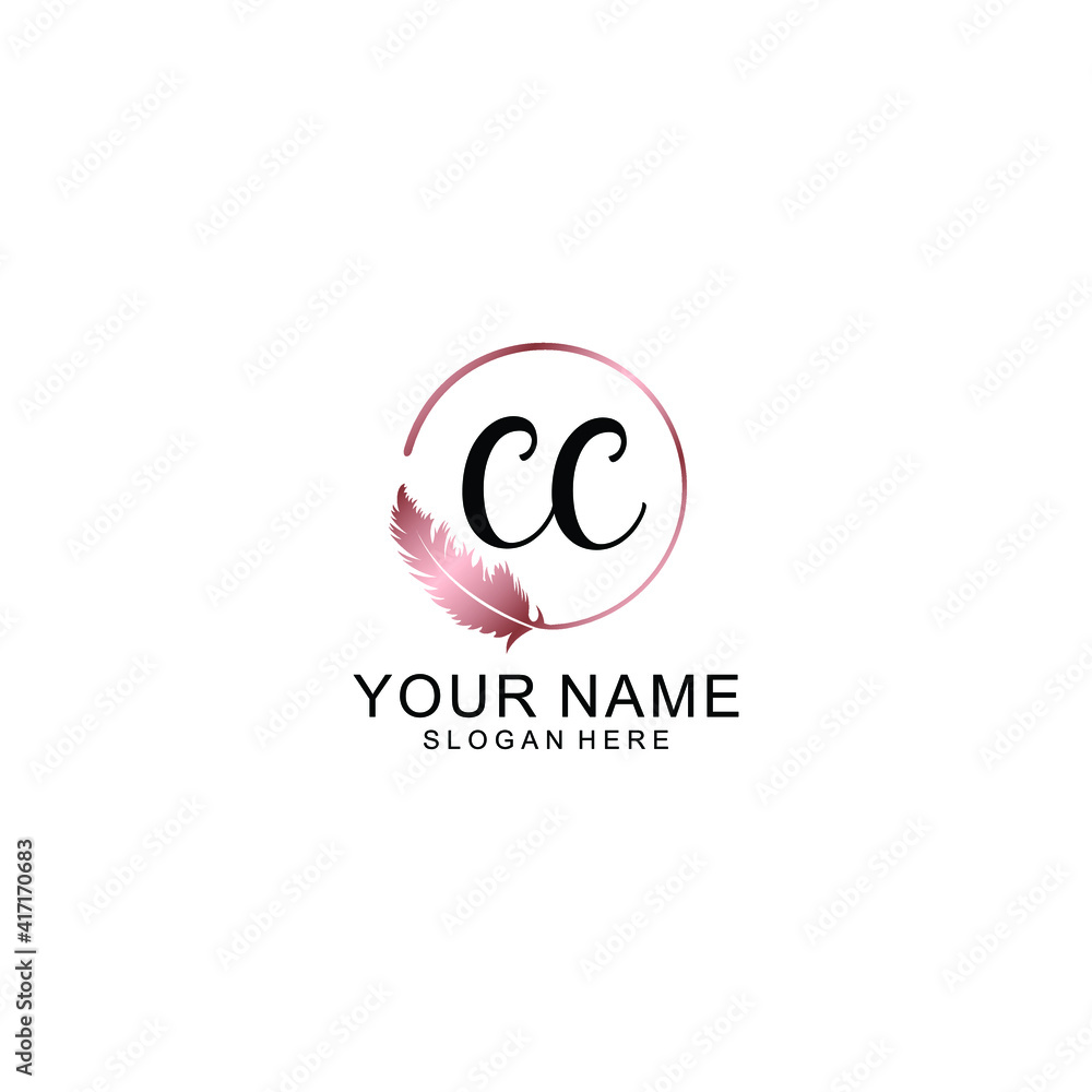 Letter CC Beautiful handwriting logo