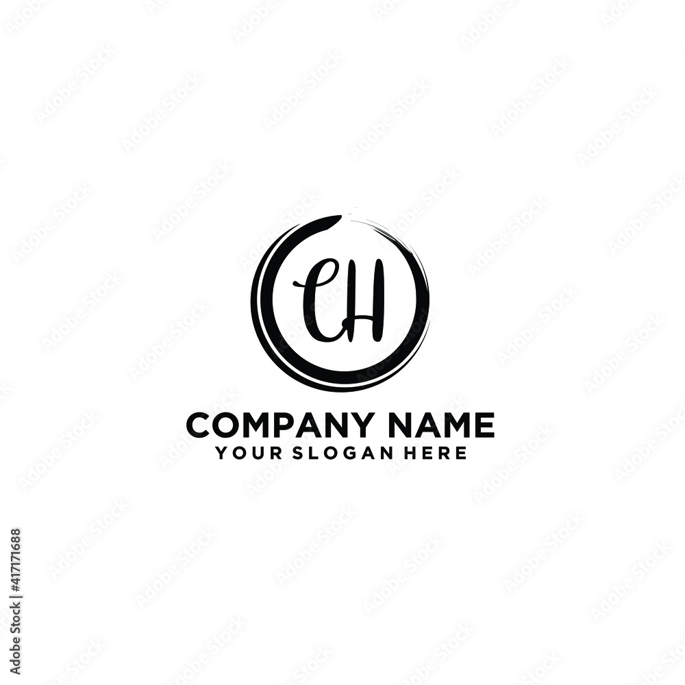 Letter CH Beautiful handwriting logo Letter CH Beautiful handwriting logo
