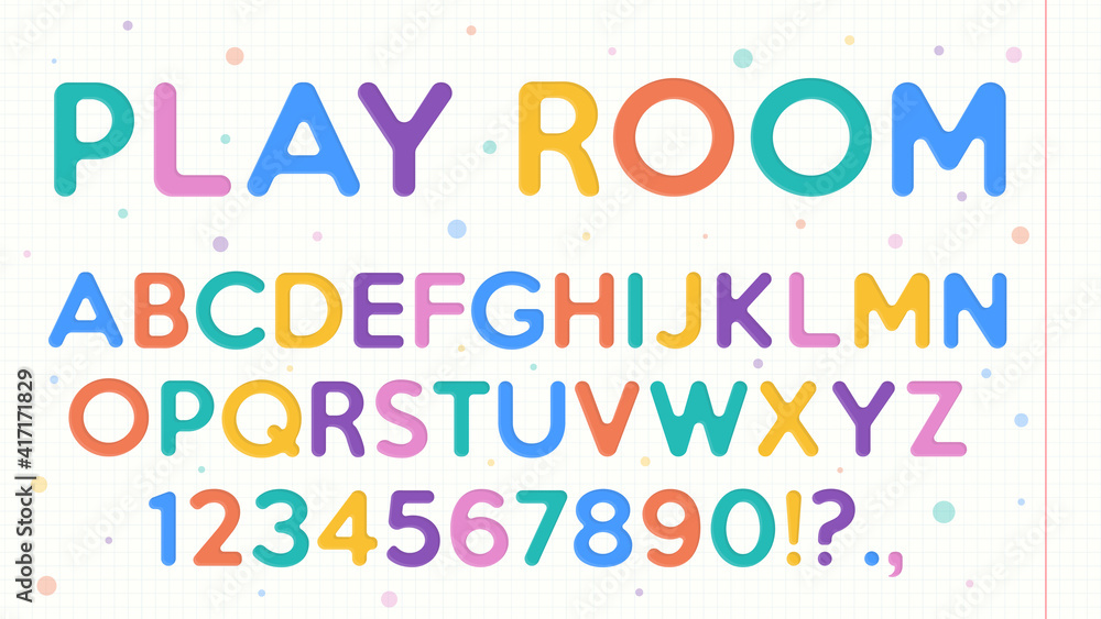 School Alphabet cartoon font. Color Letters and numbers.