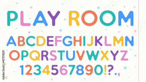 School Alphabet cartoon font. Color Letters and numbers.