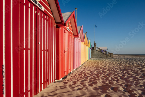 Fényképezés Colorful beach huts on the French Opal Coast