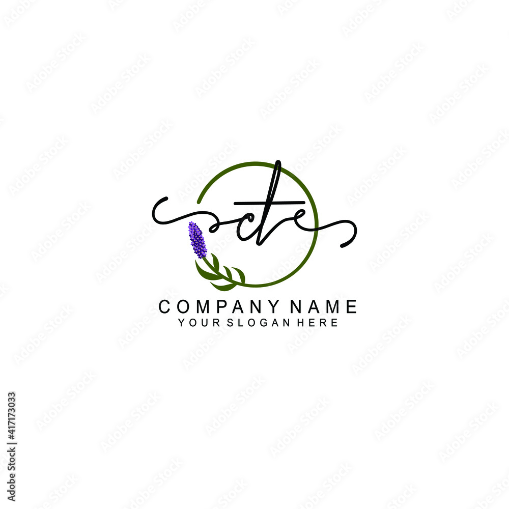 Letter CT Beautiful handwriting logo Letter CT Beautiful handwriting logo