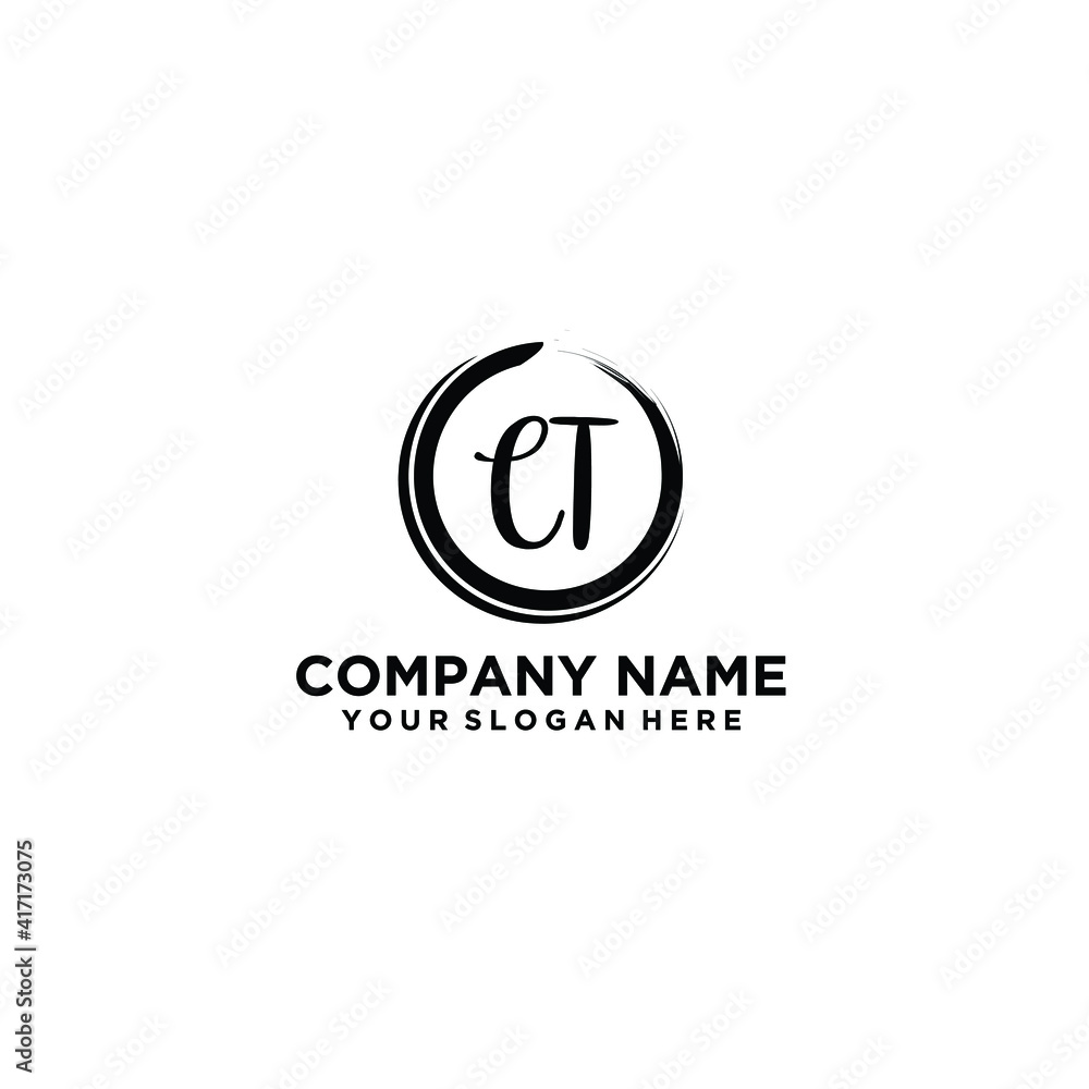Letter CT Beautiful handwriting logo Letter CT Beautiful handwriting logo