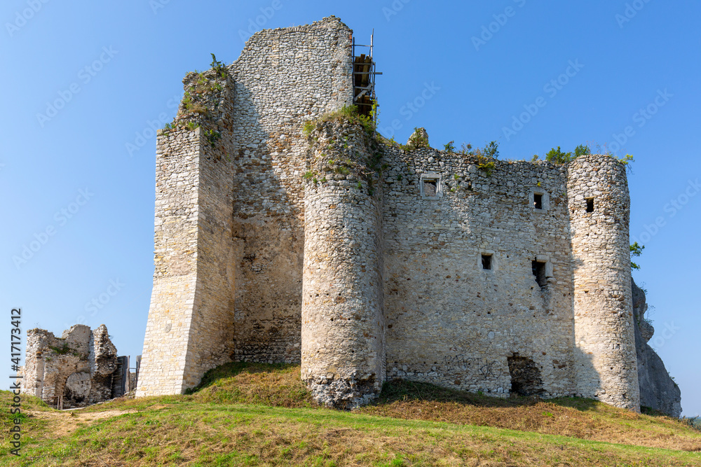 Medieval gothic Mirow Castle located on the Polish Jurassic Highland, Mirow, Poland