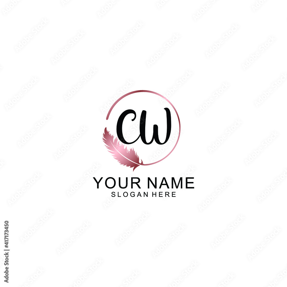 Letter CW Beautiful handwriting logo