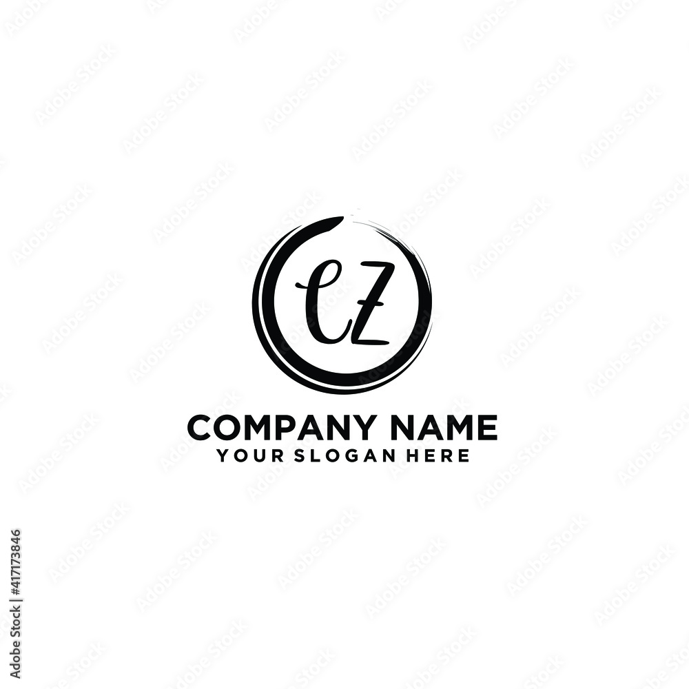 Letter CZ Beautiful handwriting logo Letter CZ Beautiful handwriting logo