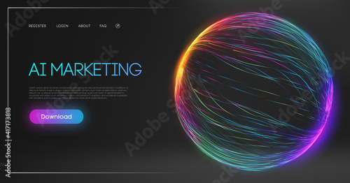 Artificial intelligence digital marketing chatbot. Technology consulting machine. Vector Illustration. AI Marketing Abstract Technology Background.