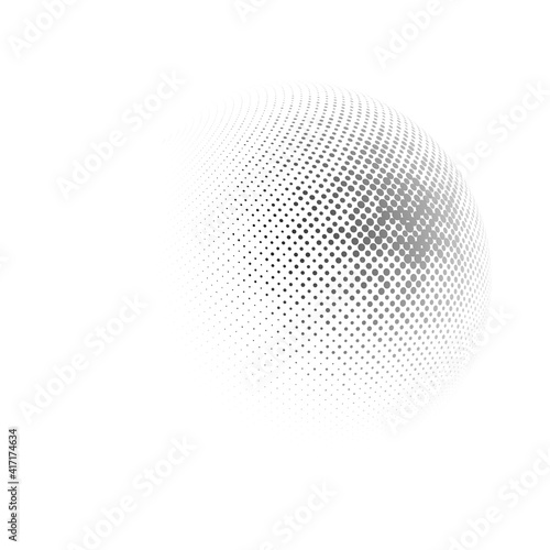 Halftone sphere dotted vector illustration. Circle halftone patterns dots logo. Globe vector illustration.