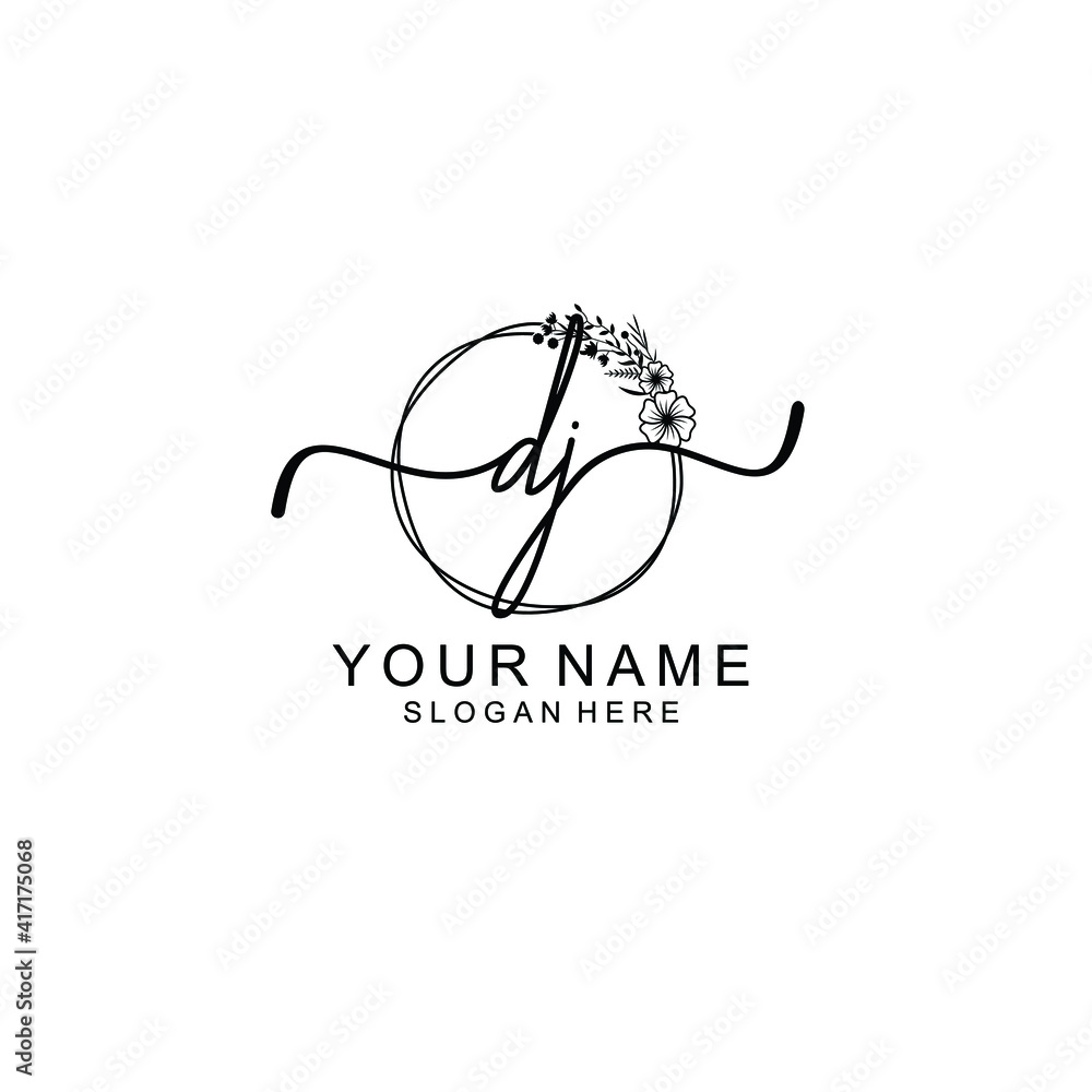 Letter DJ Beautiful handwriting logo