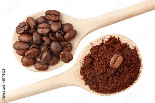 Coffee beans and coffee powder