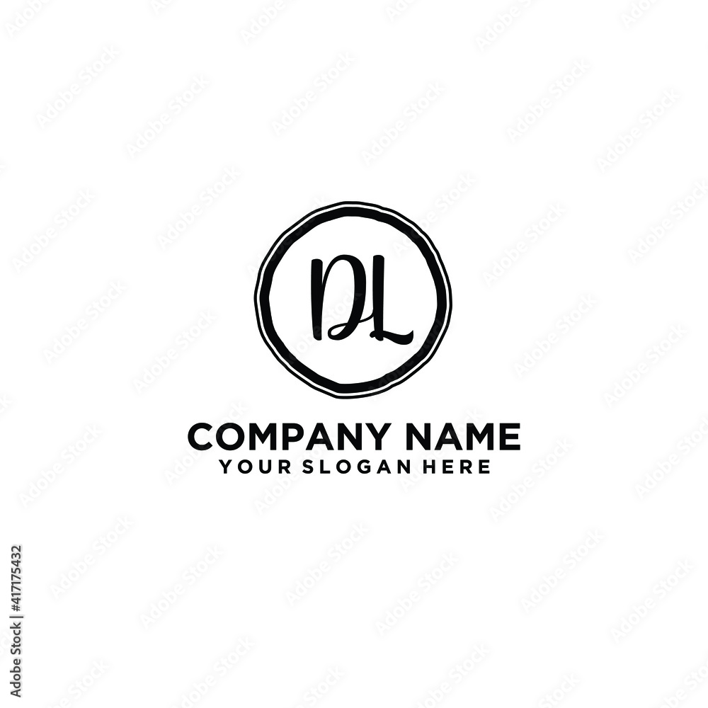 Letter DL Beautiful handwriting logo Letter DL Beautiful handwriting logo