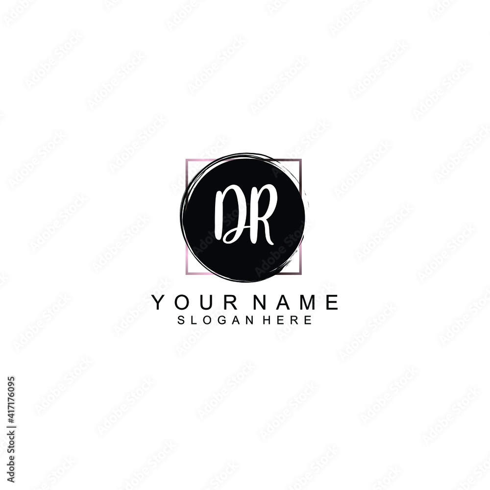 Letter DR Beautiful handwriting logo Letter DR Beautiful handwriting logo