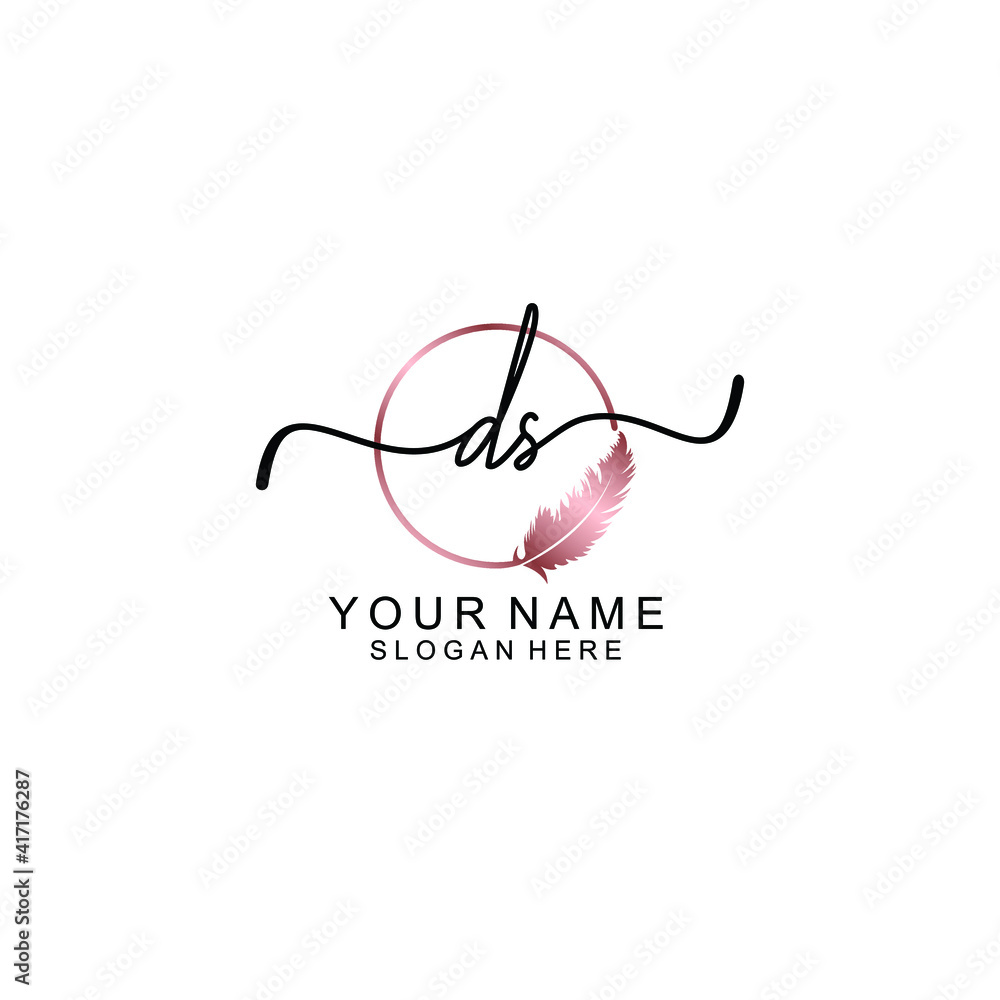 Letter DS Beautiful handwriting logo Letter DS Beautiful handwriting logo