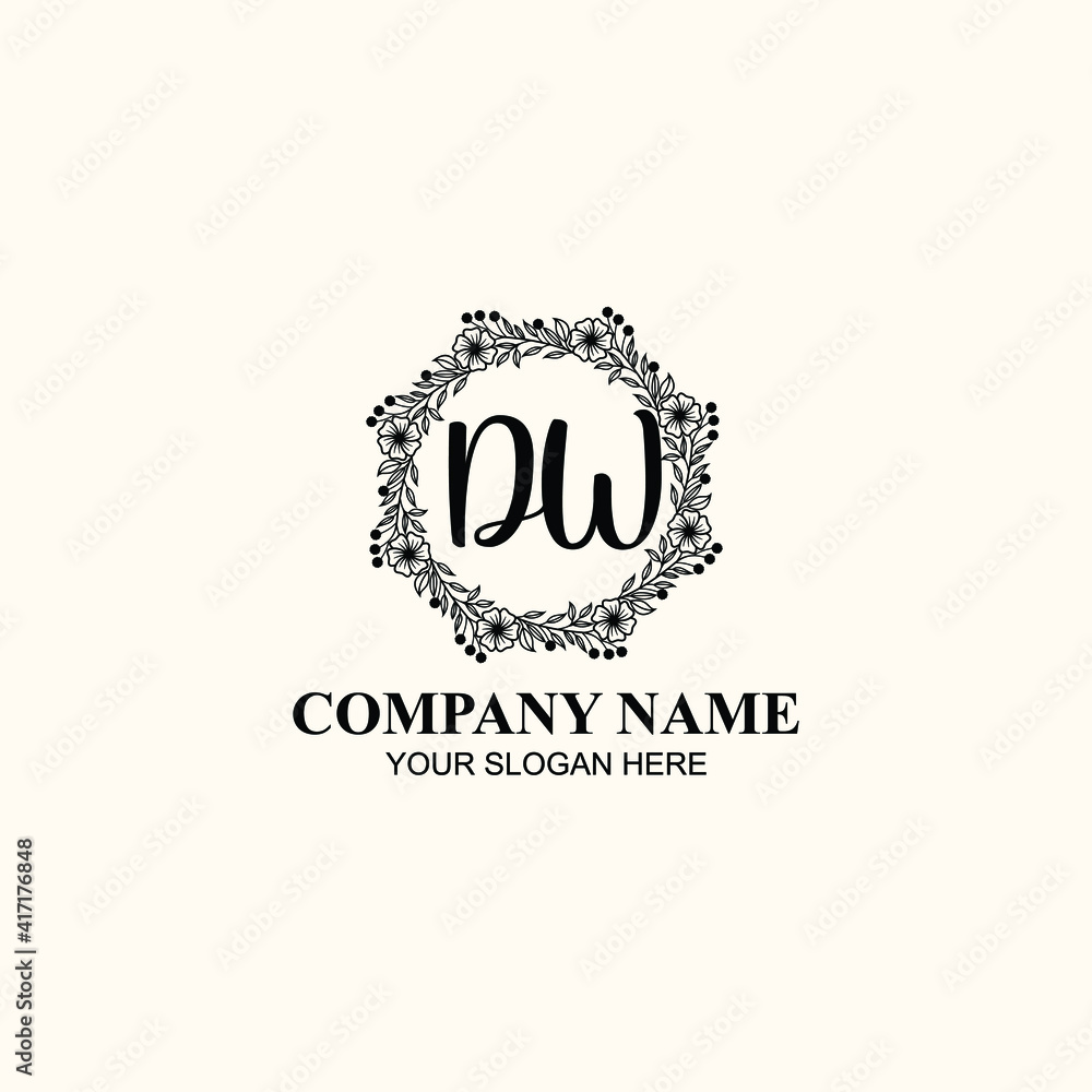 Letter DW Beautiful handwriting logo Letter DW Beautiful handwriting logo