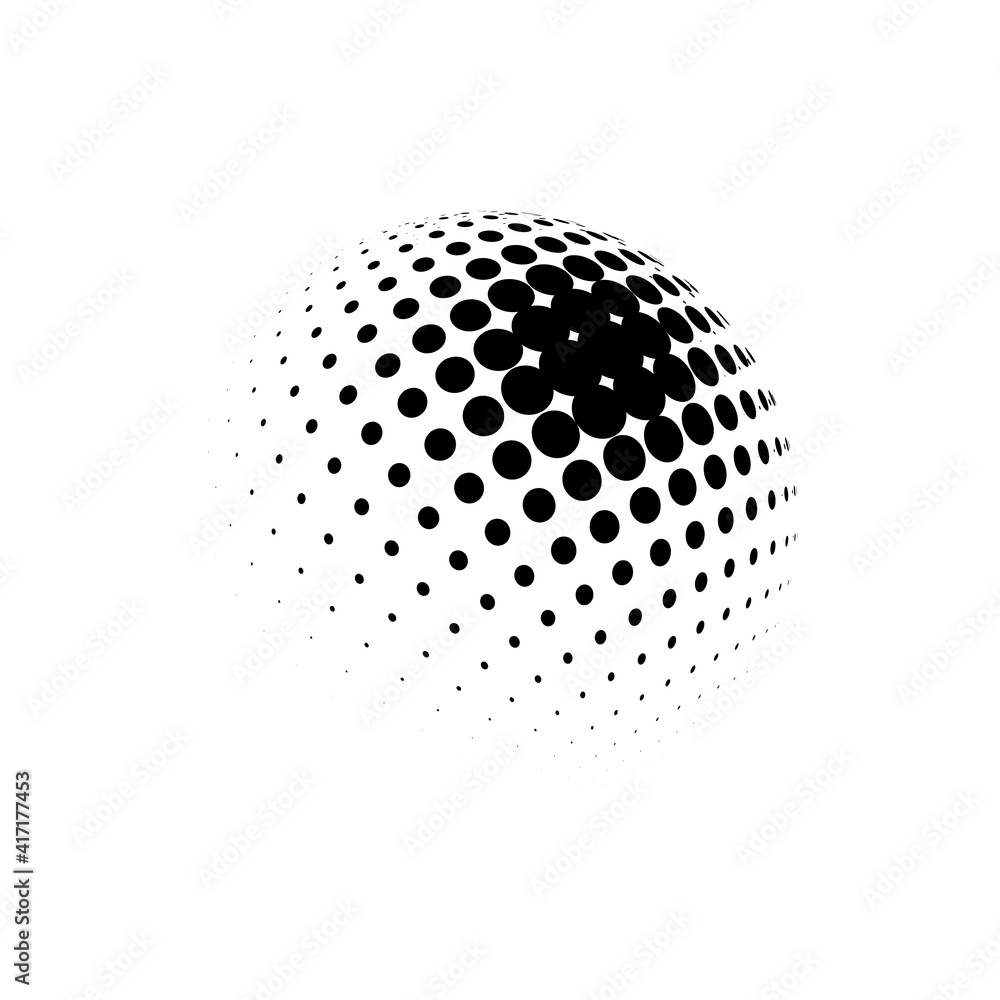 Halftone sphere dotted vector illustration. Circle halftone patterns dots logo. Globe vector illustration. Halftone sphere dotted vector illustration. Circle halftone patterns dots logo. Globe vector illustration.
