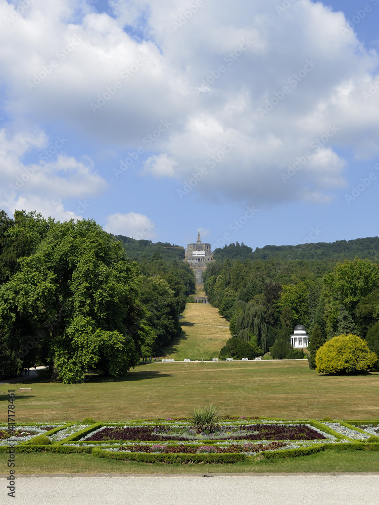 Kassel, Germany, palace gardens with a view of the Hercules monument  ..