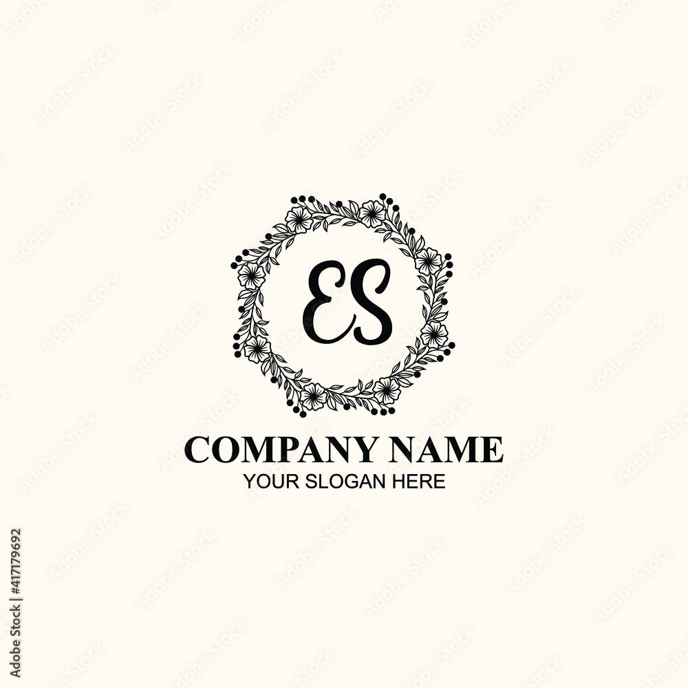 Letter ES Beautiful handwriting logo Letter ES Beautiful handwriting logo