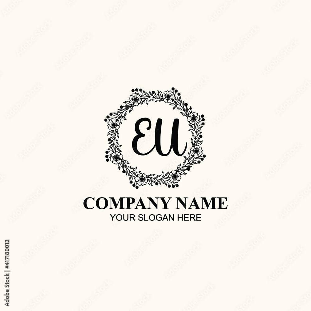 Letter EU Beautiful handwriting logo Letter EU Beautiful handwriting logo