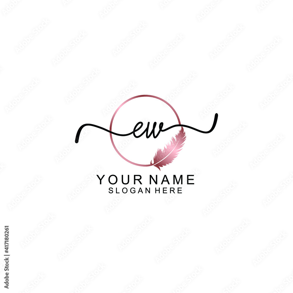 Letter EW Beautiful handwriting logo Letter EW Beautiful handwriting logo