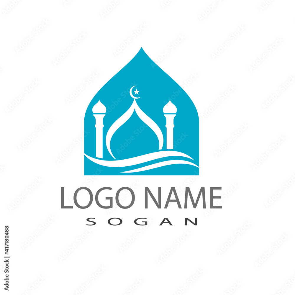 Obraz premium Mosque icon vector Illustration design template