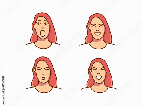 Vector illustration of female facial expression