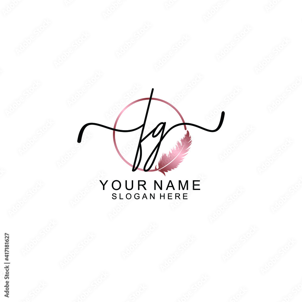 Letter FG Beautiful handwriting logo Letter FG Beautiful handwriting logo