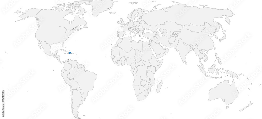 Obraz premium Dominican republic isolated on world map. Business concepts and Geographical map backgrounds.