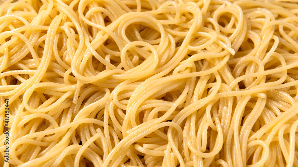 Sfondo di spaghetti con aglio, olio e peperoncino, Cucina Italiana