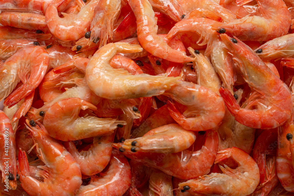 Shrimps background texture. A lot of shrimps. Cooked shrimps. Shrimps background texture. A lot of shrimps. Cooked shrimps.