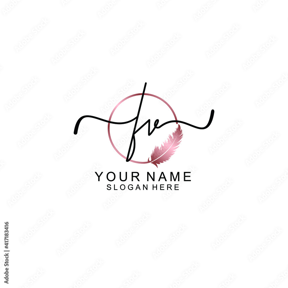 Letter FV Beautiful handwriting logo