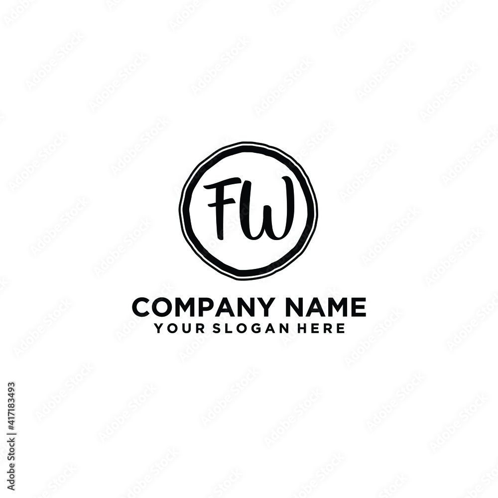 Letter FW Beautiful handwriting logo Letter FW Beautiful handwriting logo