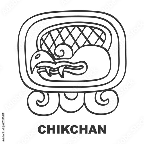 Vector icon with Glyph from Maya calendar Tzolkin. Calendar day symbol Chikchan photo