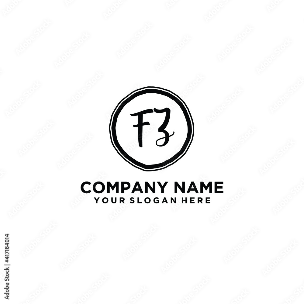Letter FZ Beautiful handwriting logo Letter FZ Beautiful handwriting logo