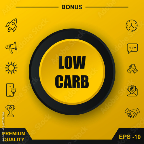 LOW CARB ICON. YELLOW ROUND BUTTON