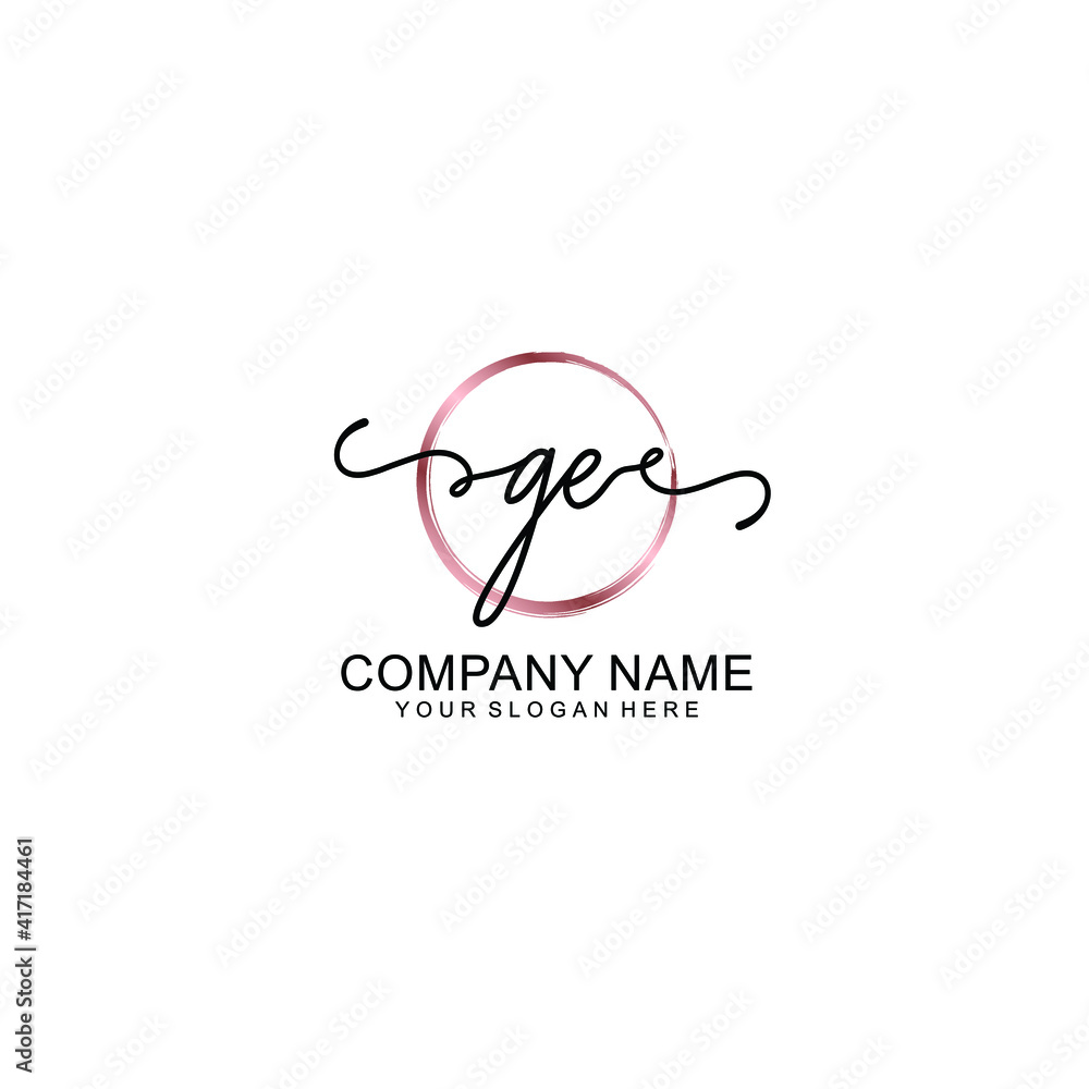 Letter GE Beautiful handwriting logo