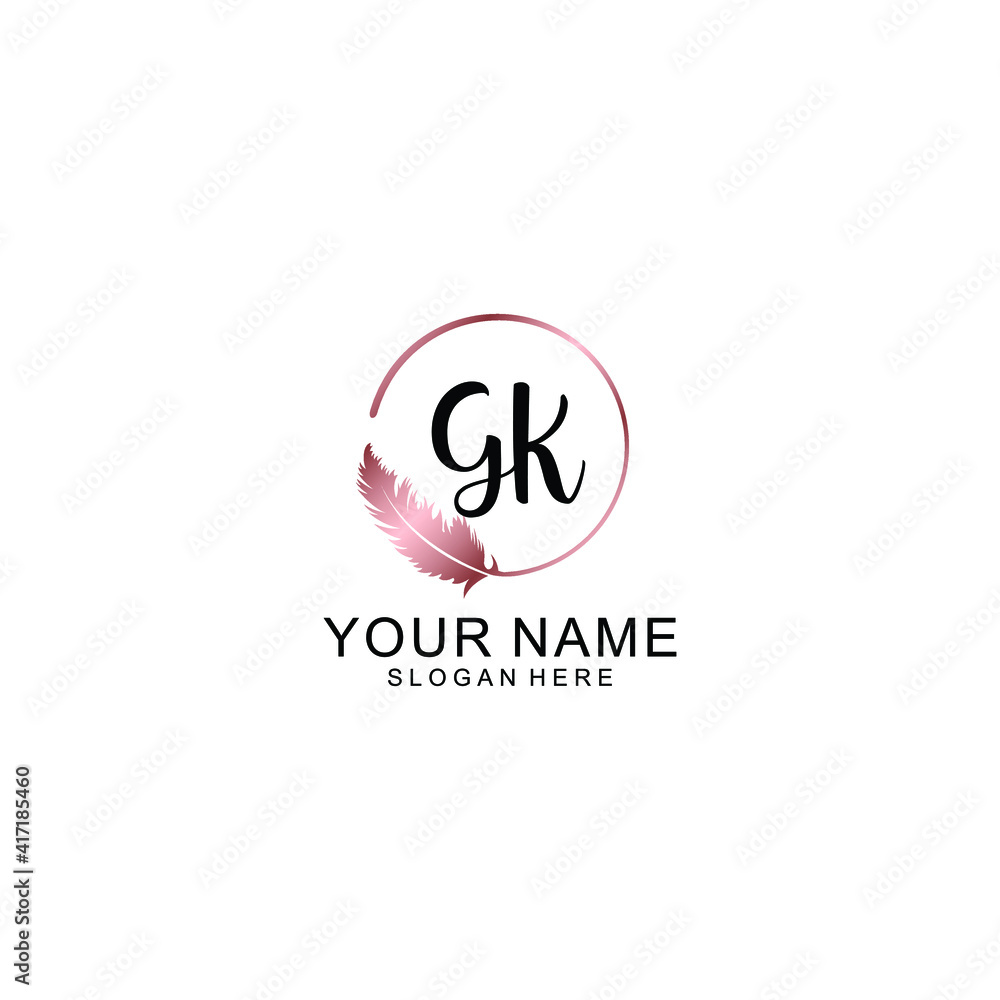 Letter GK Beautiful handwriting logo Letter GK Beautiful handwriting logo