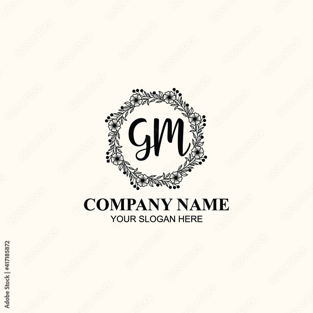 Letter GM Beautiful handwriting logo Letter GM Beautiful handwriting logo