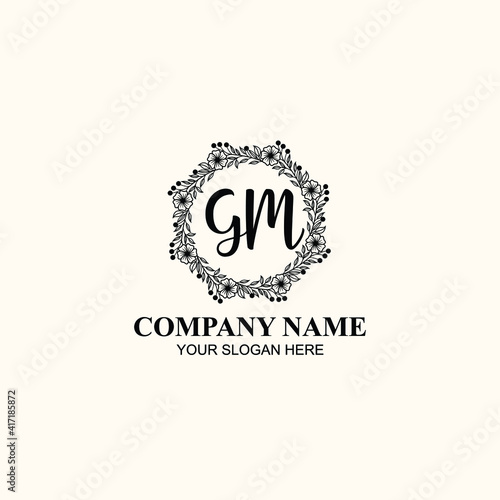 Fototapeta Naklejka Na Ścianę i Meble -  Letter GM Beautiful handwriting logo