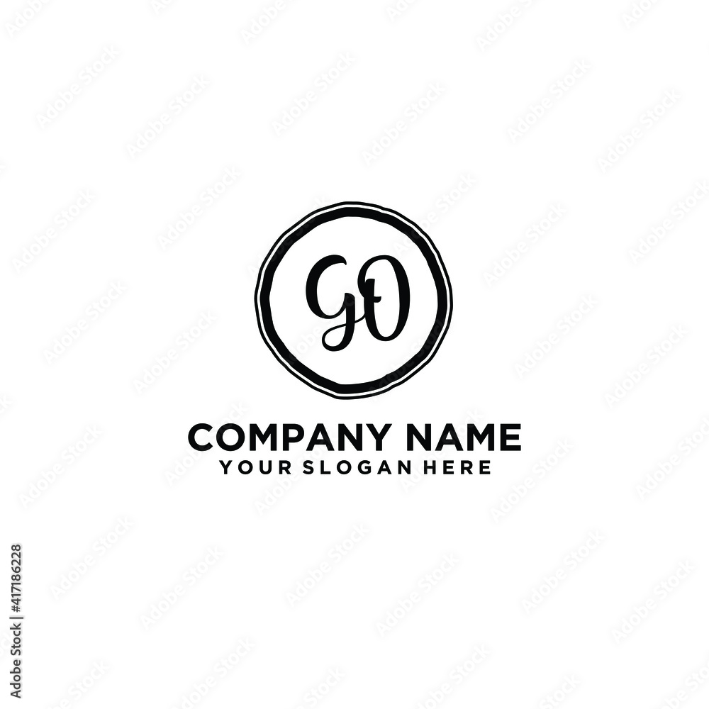Letter GO Beautiful handwriting logo Letter GO Beautiful handwriting logo
