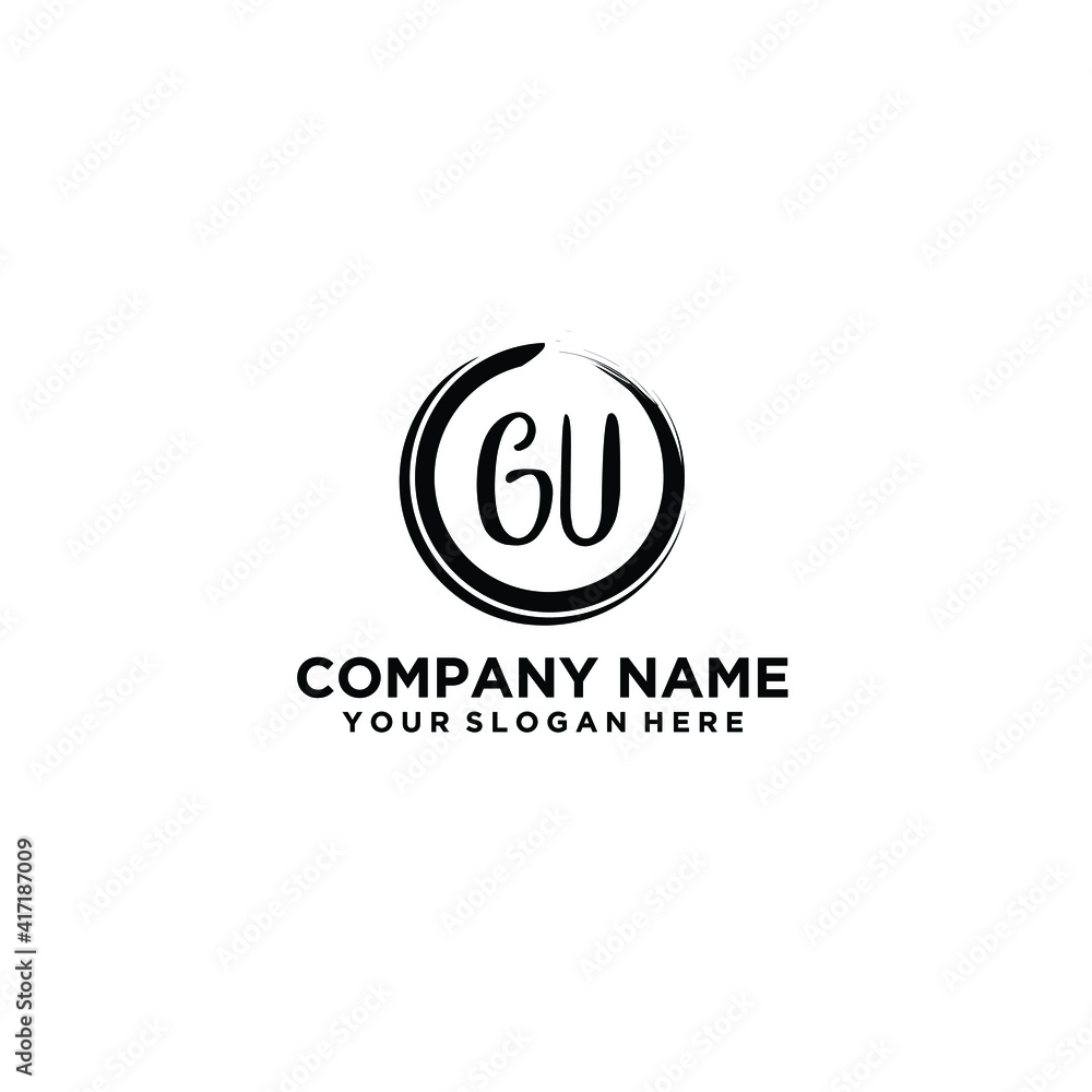 Letter GU Beautiful handwriting logo Letter GU Beautiful handwriting logo