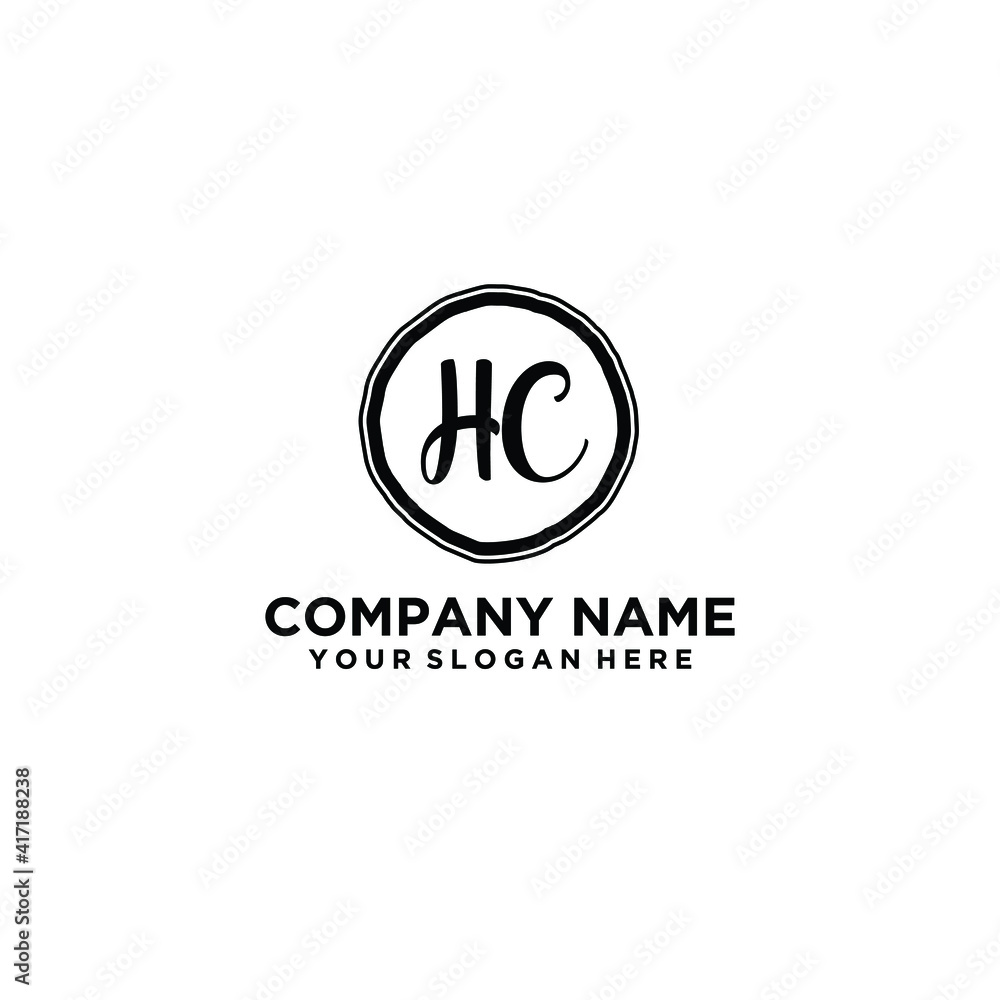 Letter HC Beautiful handwriting logo