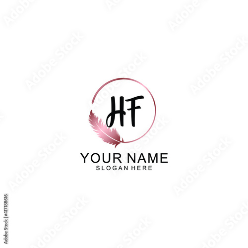 Letter HF Beautiful handwriting logo
